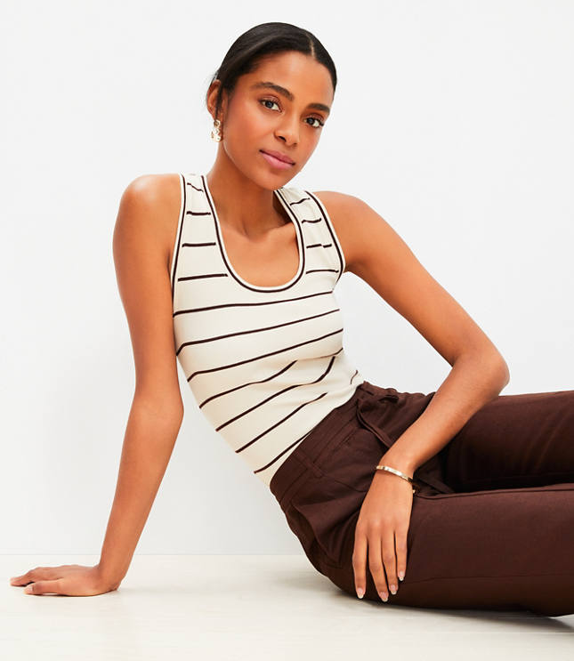 Stripe Perfect Ribbed Scoop Neck Tank Top