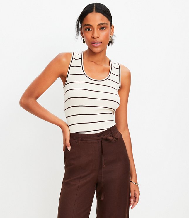 Stripe Perfect Ribbed Scoop Neck Tank Top