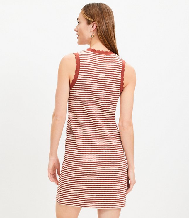 Striped Scalloped Ribbed Mini Dress