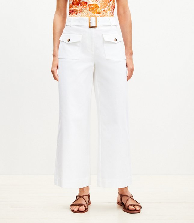 Curvy Horn Buckle Wide Leg Pants in Pique