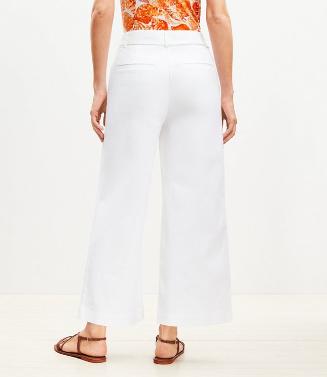 Curvy Horn Buckle Wide Leg Pants in Pique