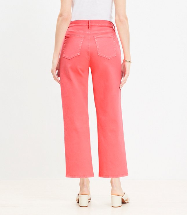 Petite Curvy High Rise Wide Leg Crop Jeans in Fresh Guava