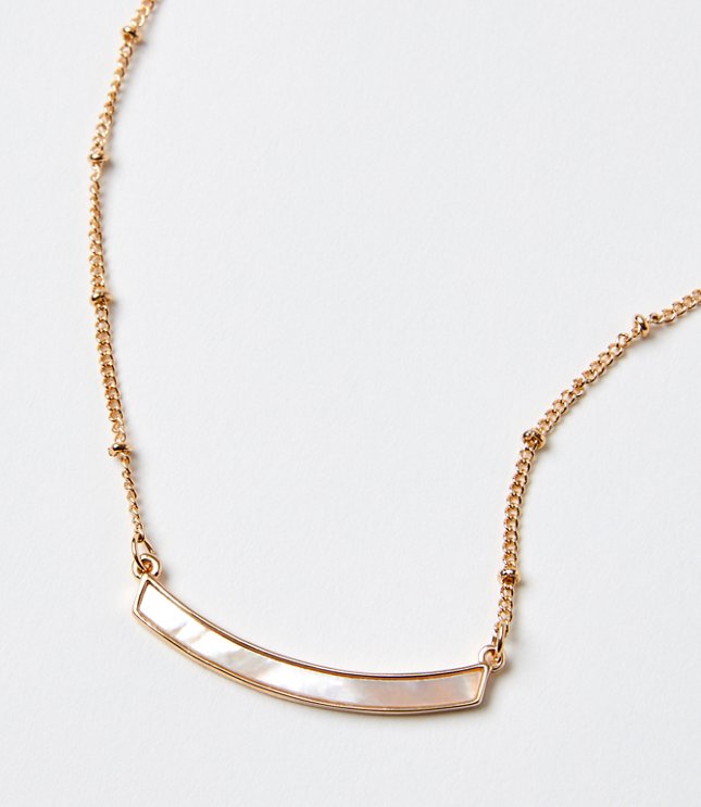 Mother Of Pearl Curved Bar Necklace