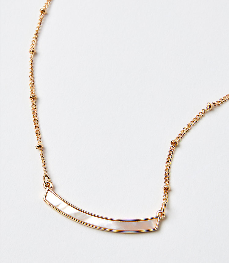 Mother Of Pearl Curved Bar Necklace image number null