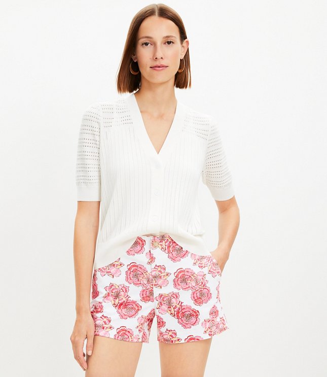 Petite Monroe Chino Shorts with 4 Inch Inseam in Textured Floral