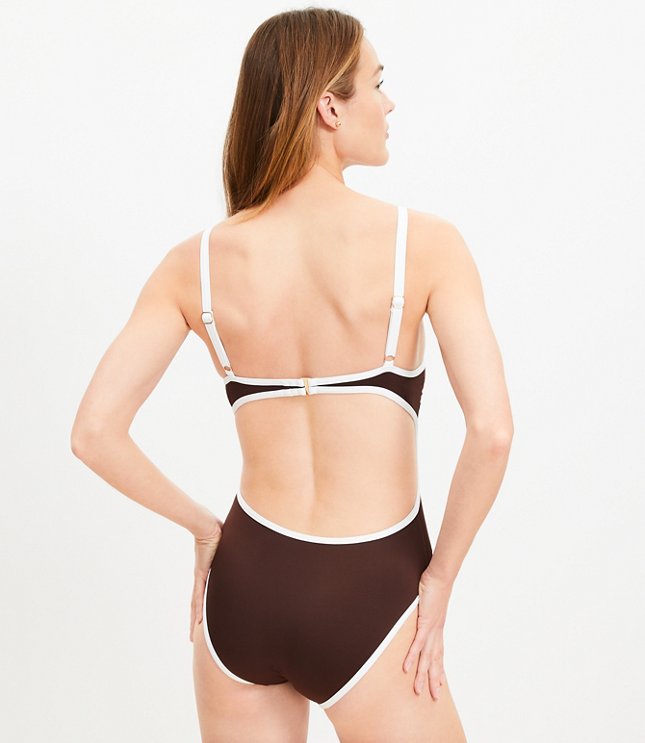 LOFT Beach Scoop Neck Cutout One Piece Swimsuit carousel Product Image 3