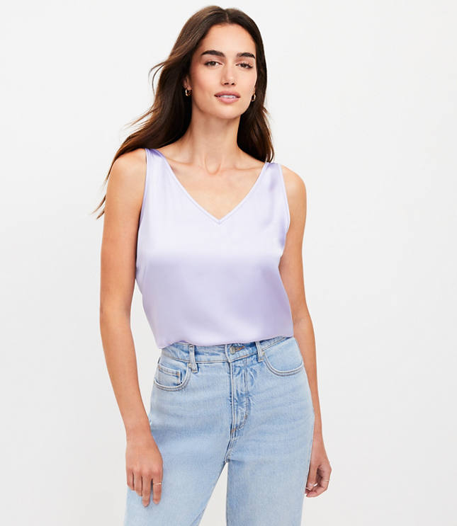 Satin Double V Tank Top