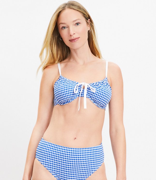 LOFT Beach Gingham Front Tie Underwire Bikini Top
