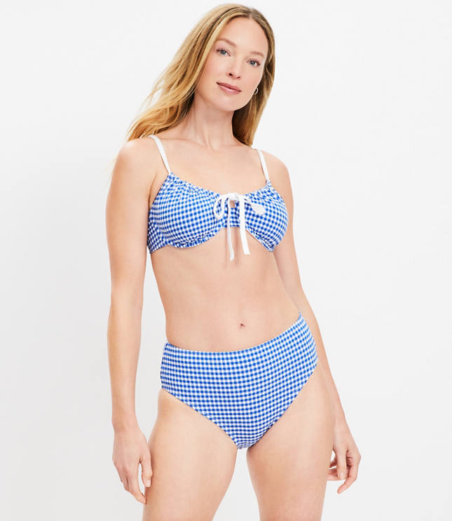 LOFT Beach Gingham High Waist Bikini Bottom