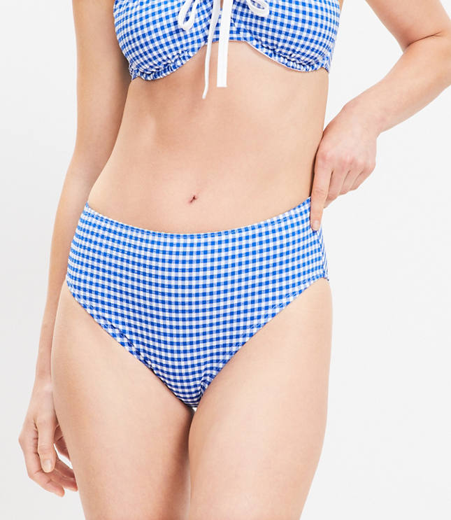 LOFT Beach Gingham High Waist Bikini Bottom