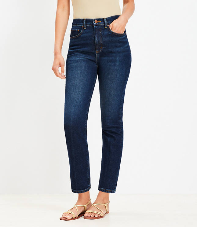 High Rise Slim Jeans Rinse Wash