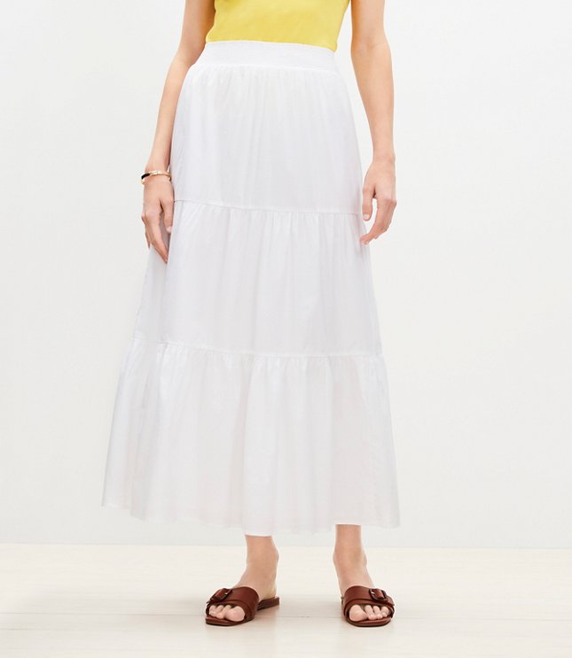 Petite Tiered Maxi Skirt - White