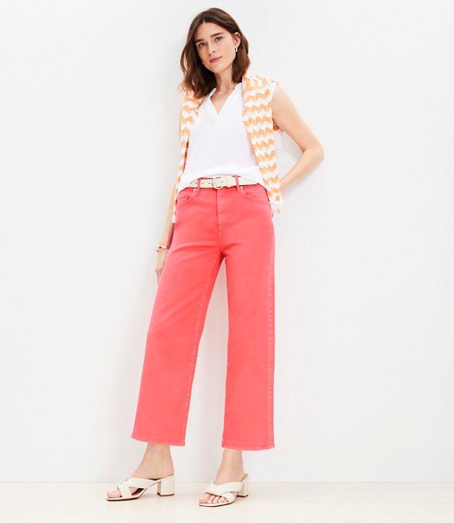 High Rise Wide Leg Crop Jeans in Fresh Guava