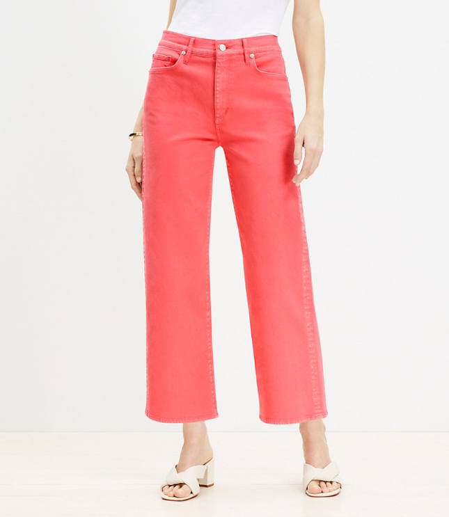 High Rise Wide Leg Crop Jeans Fresh Guava