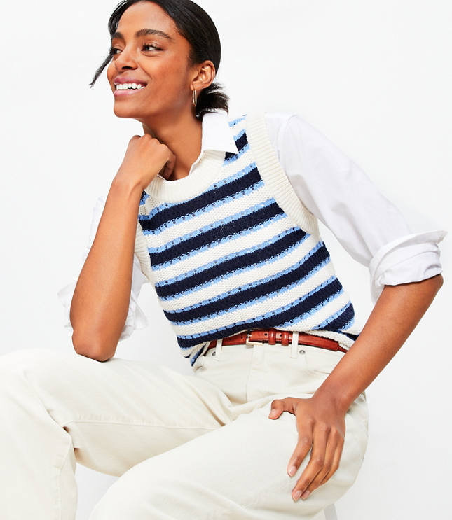 Striped Stitchy Sweater Vest