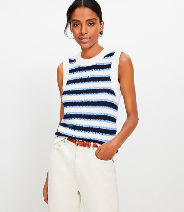 Striped Stitchy Sweater Vest