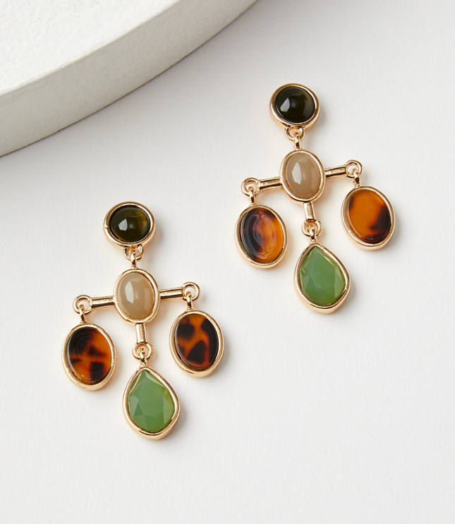 Tortoiseshell Print Chandelier Earrings