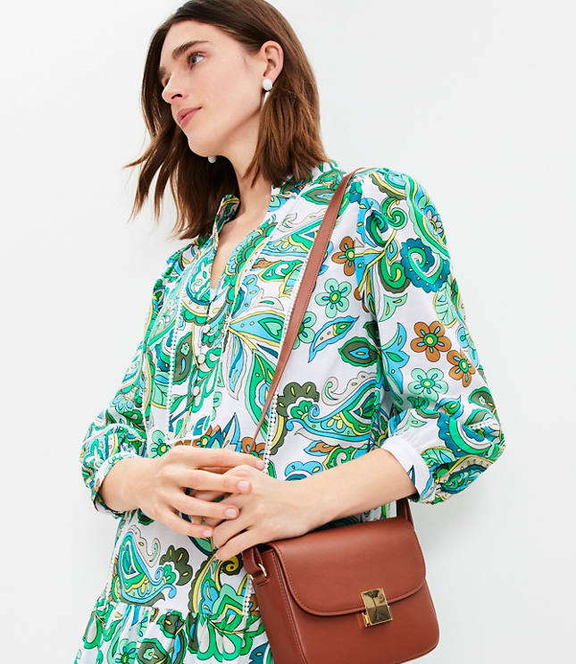 Paisley Split Neck Swing Dress
