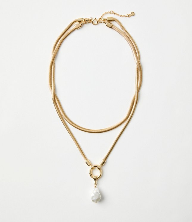 Pearlized Snake Chain Necklace