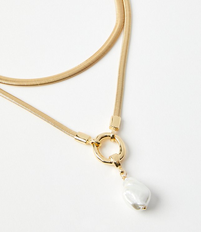 Pearlized Snake Chain Necklace