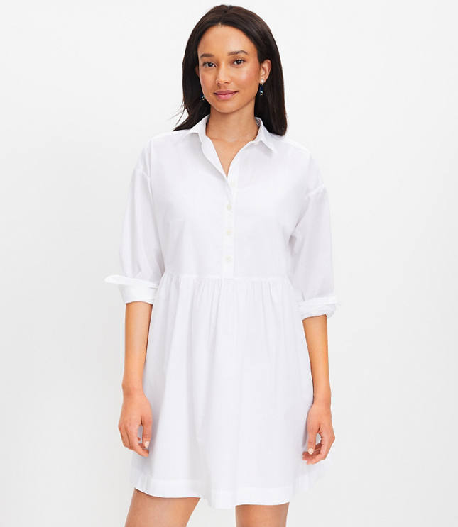 Poplin Swing Shirtdress - White