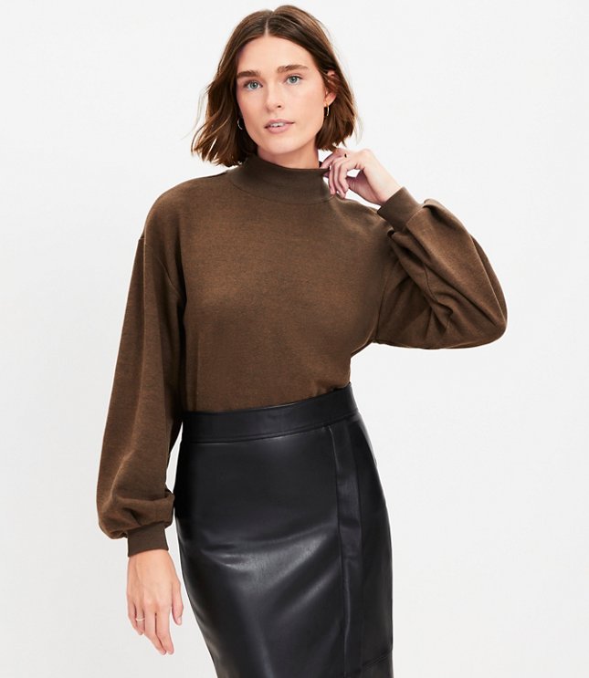 Brushed Mock Neck Sweatshirt