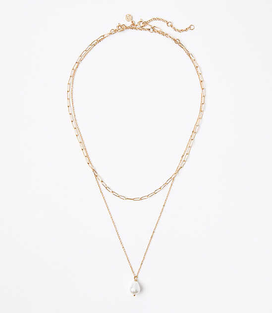 Pearlized Chain Layered Necklace