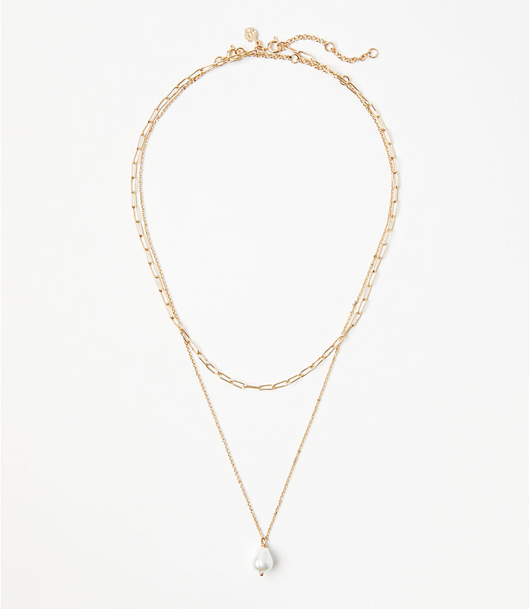 Pearlized Chain Layered Necklace image number null
