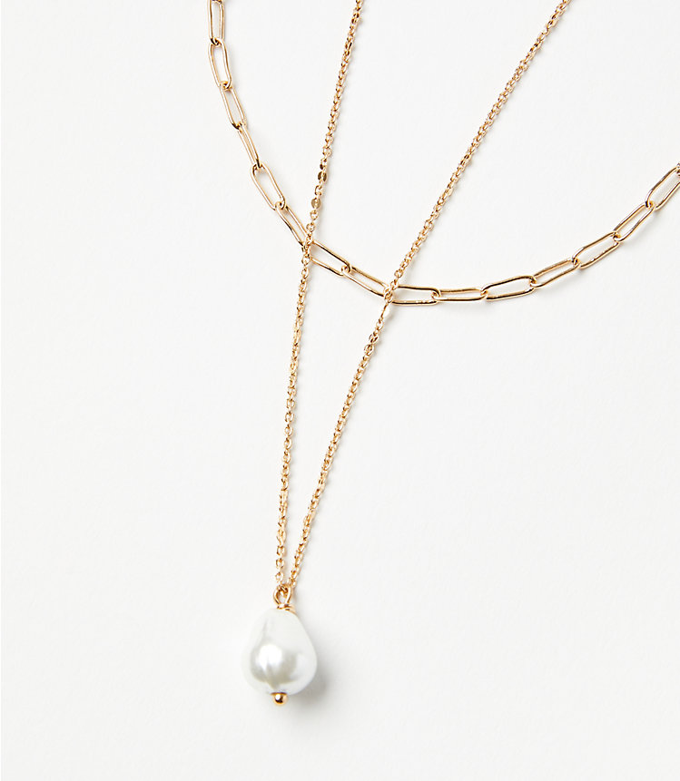Pearlized Chain Layered Necklace image number null
