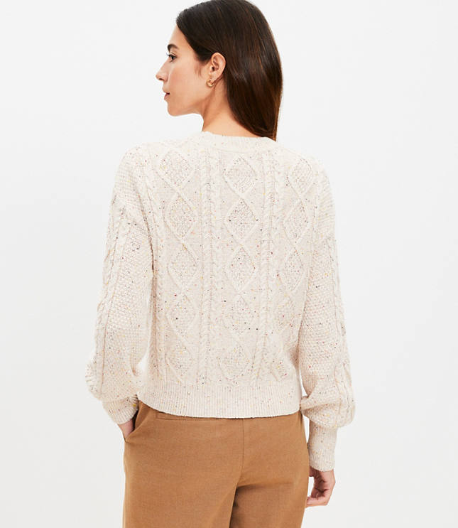 Flecked Cable V-Neck Cardigan