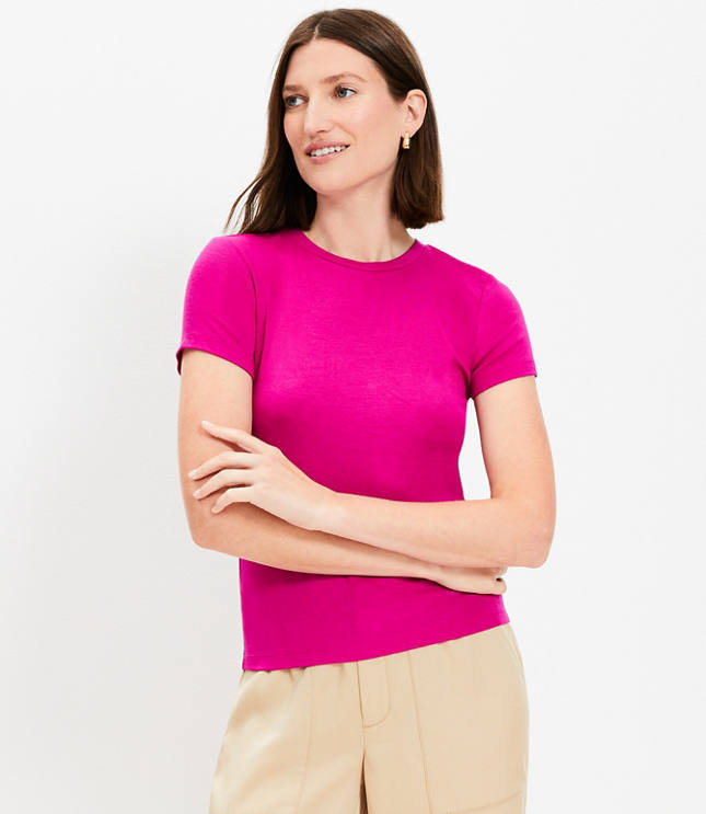 Petite Ribbed Crew Tee