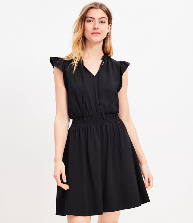 Petite Floral Ruched Flounce Swing Dress