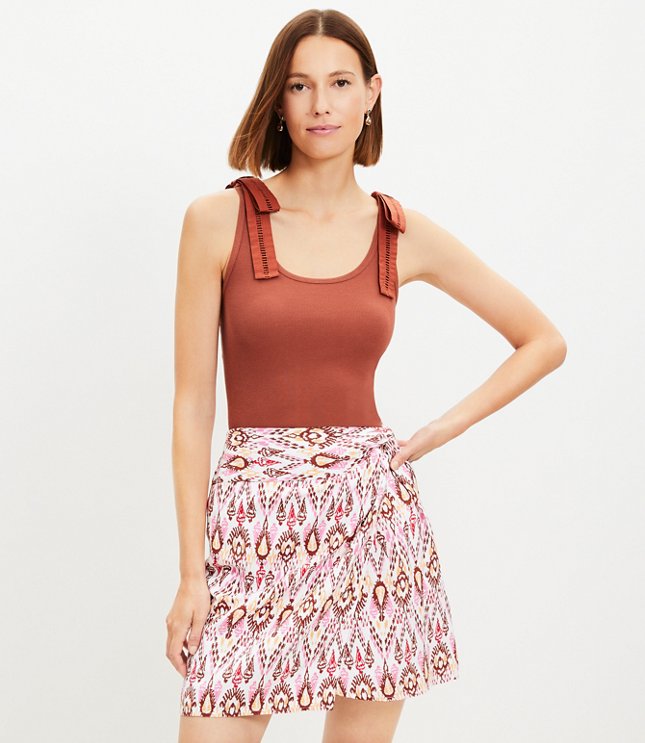 Petite Smocked Cropped Top With Thin Tie Straps