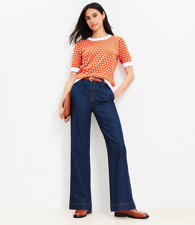 High Rise Wide Leg Jeans in Dark Rinse Wash carousel Product Image 1
