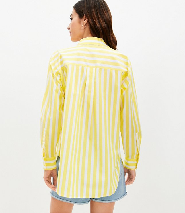 Striped Poplin Oversized Pocket Shirt