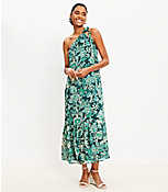 Petite Floral Crinkle Flounce One Shoulder Maxi Dress carousel Product Image 1