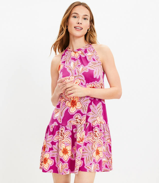 Mosaic Mini Halter Swing Dress