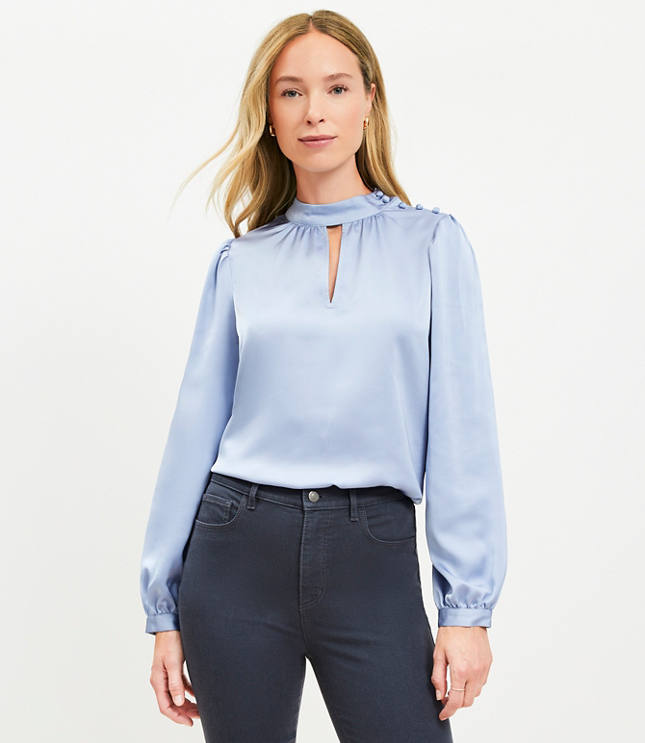 Satin Mock Neck Blouse