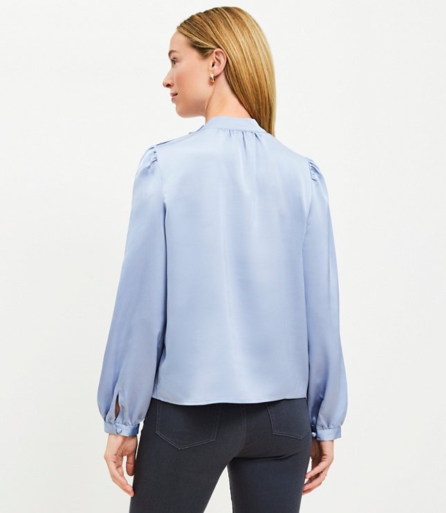 Satin Mock Neck Blouse