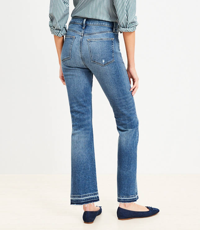 Button Front High Rise Kick Crop Jeans Mid Vintage Wash