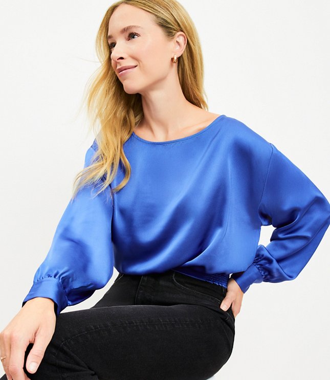 Satin Bubble Hem Blouse