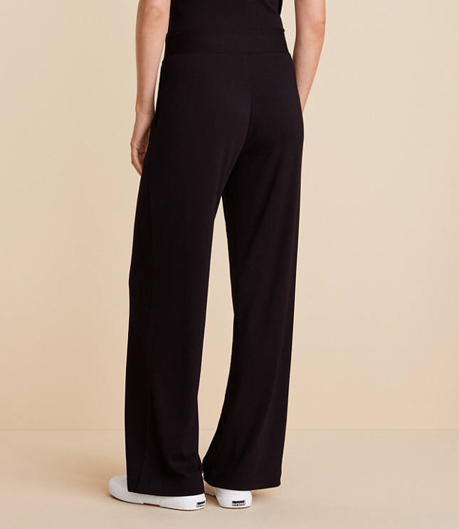 Lou Striped Wool Wide Legged Trousers in Grey