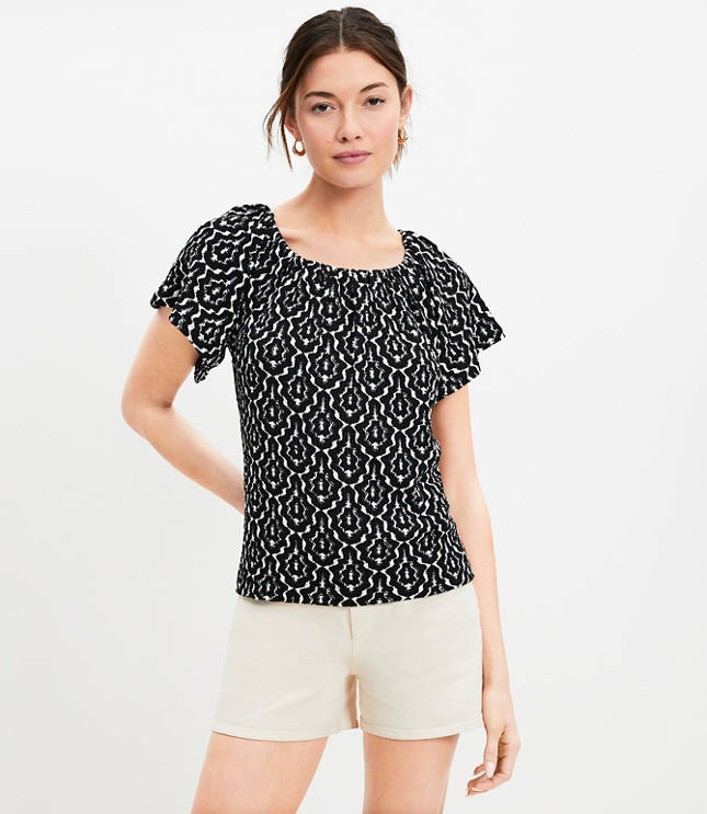 Crinkle Flutter Sleeve Top