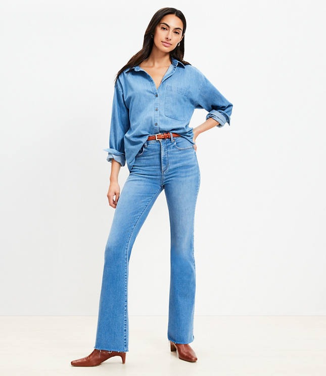 Fresh Cut High Rise Slim Flare Jeans in Light Wash Indigo