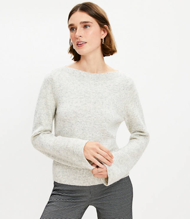 Boatneck Ribtrim Flare Sleeve Sweater