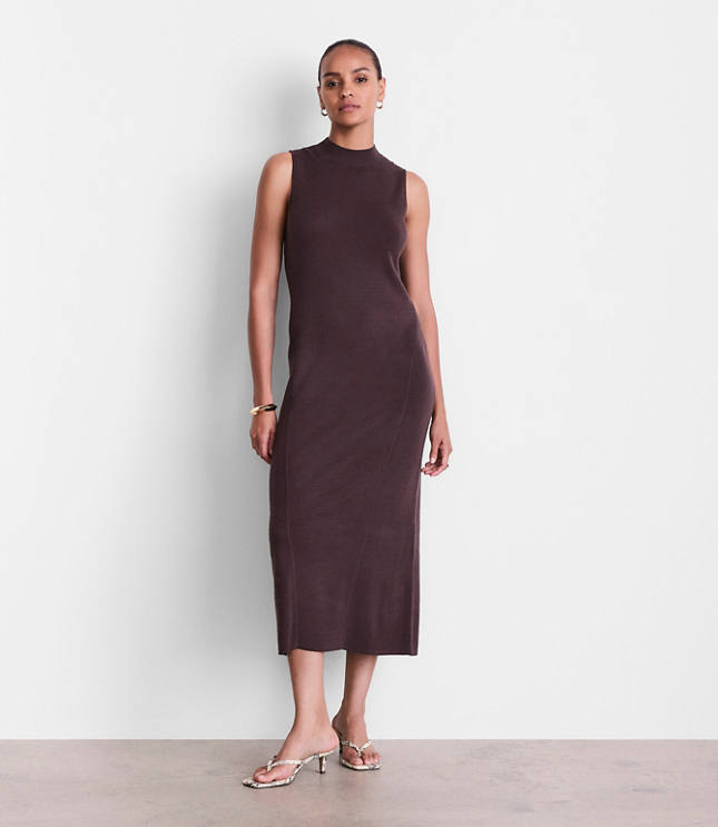 LOFT Versa Sleeveless Mock Neck Midi Sweater Dress