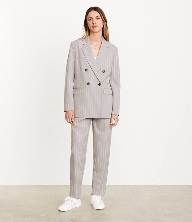 LOFT Versa Striped Seasonless Stretch Double Breasted Blazer