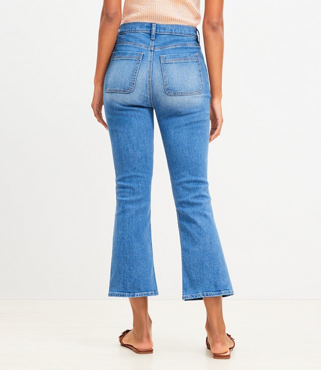 Curvy Braided High Rise Kick Crop Jeans in Classic Mid Wash