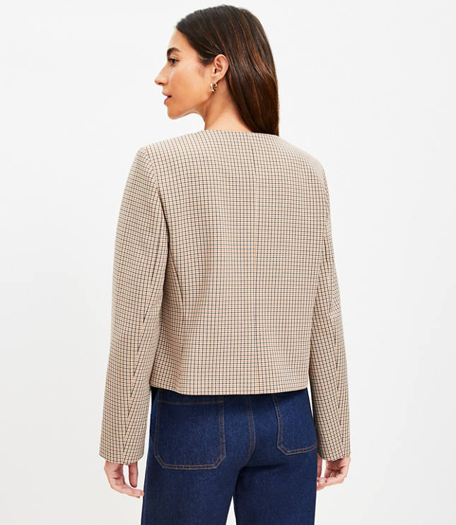Plaid Collarless Jacket - image 4