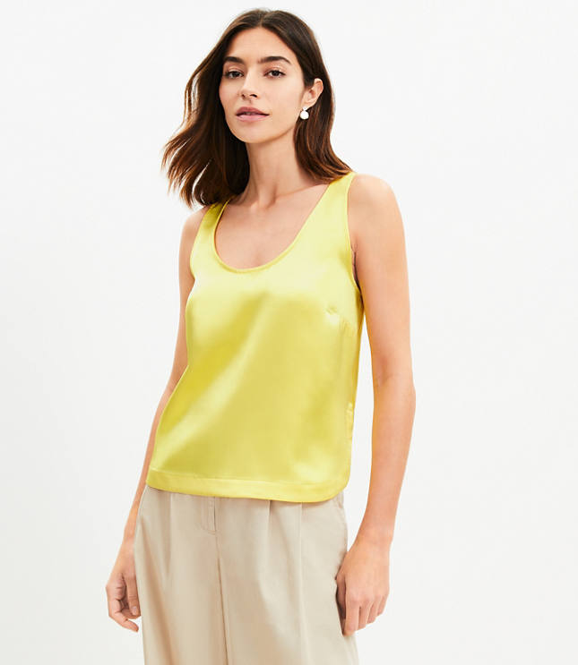 Petite Satin Hi-Lo Hem Tank Top
